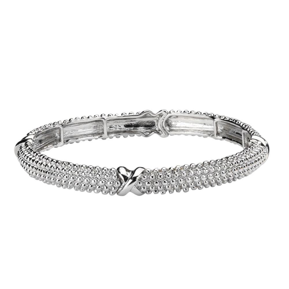 NWT 💎 SIMPLE AND SEXY SILVER RICA BEVELED BANGLE BRACELET GIFT